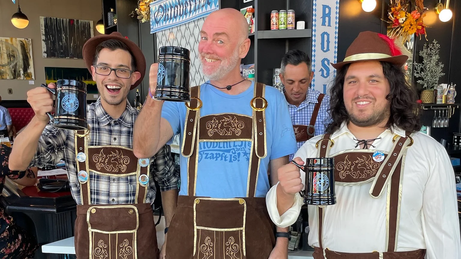 Crowd at an Oktoberfest event night at South of Shaw Beer Company in downtown Fresno